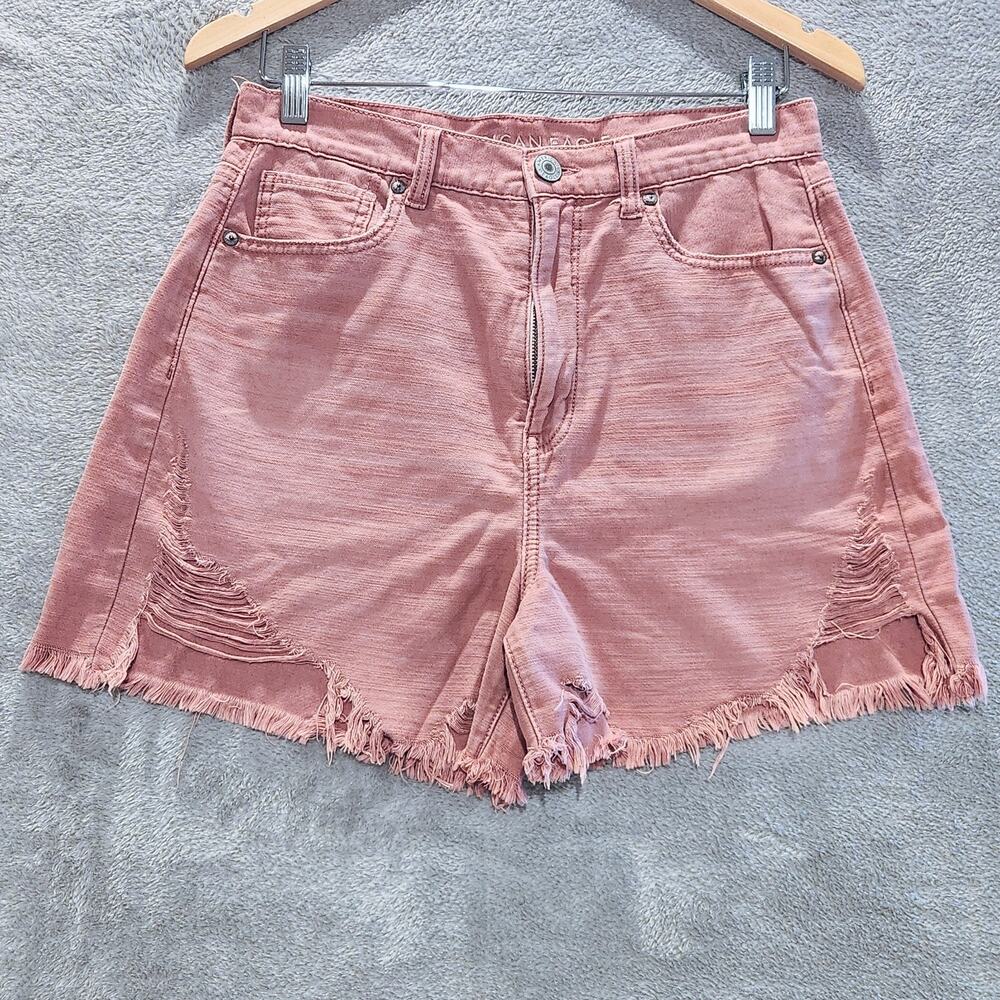 American Eagle Rose Pink Highest Rise Mom Shorts Size 8 Festival Distressed